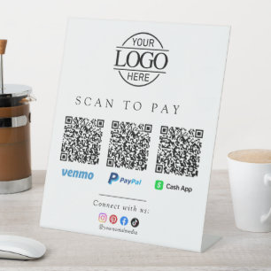 Expositor En L Escáner para pagar logotipo empresarial código QR 