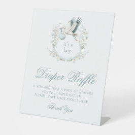 Expositor En L Escudo azul Stork Boho Baby Shower Diaper Raffle