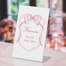 Expositor En L Escudo De Bow Rosa Favorece Rótulo Pedestal