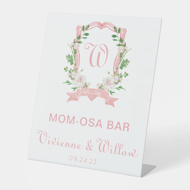 Expositor En L Escudo floral ducha bienvenida Rótulo Pedestal (Anverso)