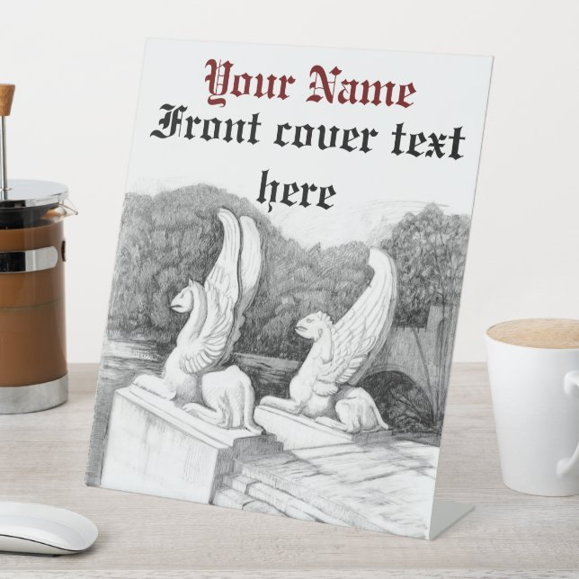 Expositor En L Escultura de Griffins lápiz monocromo Art (In Situ)