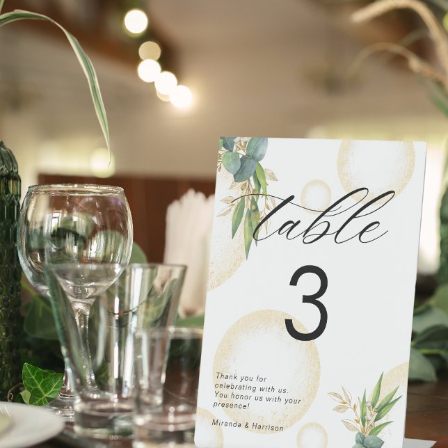 Expositor En L Esferas Doradas y Número de Mesa de Boda Botánico (Subido por el creador)