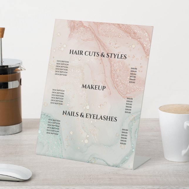 Expositor En L Esplash rosa Purpurina líquido Rótulo Pedestal de  (In Situ)