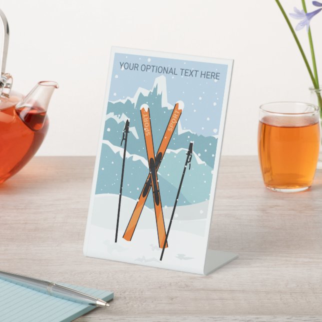 Expositor En L Esquí de invierno de texto personalizado (In Situ)