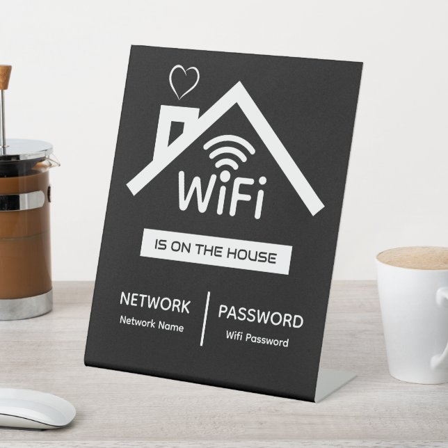 Expositor En L Está En La Casa Wifi Password Pedestal Rótulo (In Situ)