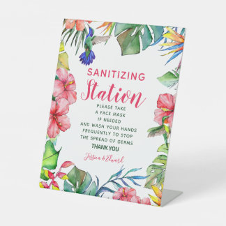 Expositor En L Estación de máscara facial Boda tropical hawaiano