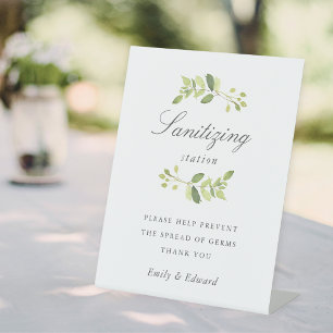 Expositor En L Estación de Sanitización para Boda de Vegetación