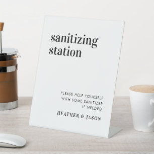 Expositor En L Estación de Sanitización para Boda Moderna y Audaz