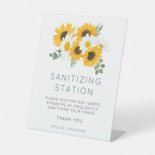 Expositor En L Estación de Sanitizer Mano Covid Boda Sunflowers