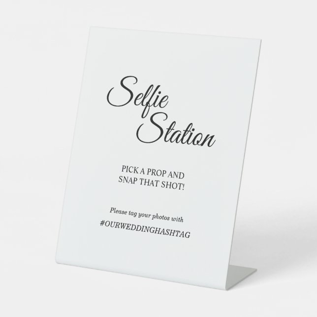 Expositor En L Estación de selfie de caligrafía simple en blanco  (Anverso)