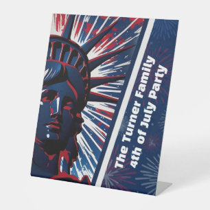 Expositor En L Estatua Patriótica Azul Rojo de la Libertad 4 de j