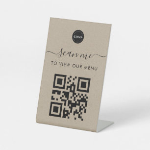 Expositor En L Estilo Kraft Sin contacto Escáname Código Qr Menú