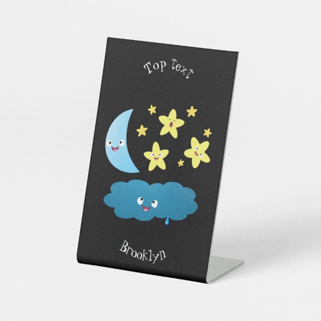 Expositor En L Estrellas de canto, personalizado de luna y nube (Anverso)