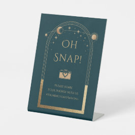 Expositor En L Estrellas de luna de oro verde celestial Oro verde