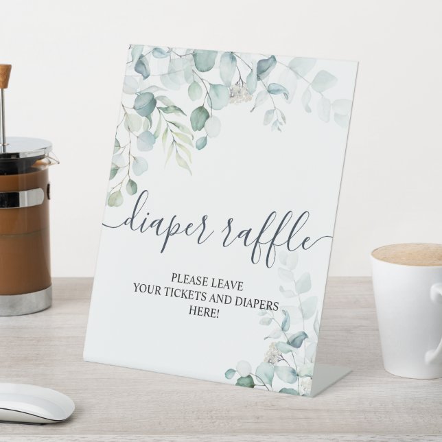 Expositor En L Eucalyptus deja el verde Diaper Raffle Rótulo (In Situ)