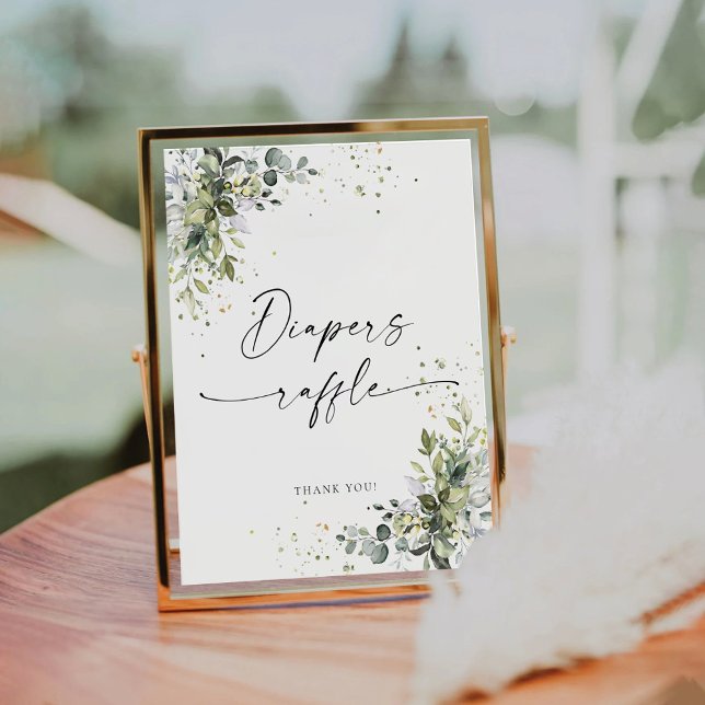 Expositor En L Eucalyptus Floral Baby Shower Diapers Rótulo Raffl (Subido por el creador)