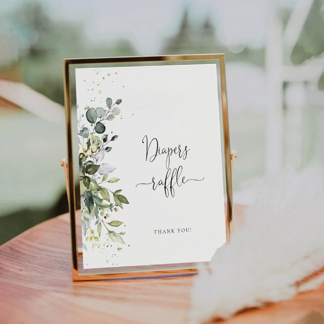 Expositor En L Eucalyptus Floral Baby Shower Diapers Rótulo Raffl (Subido por el creador)