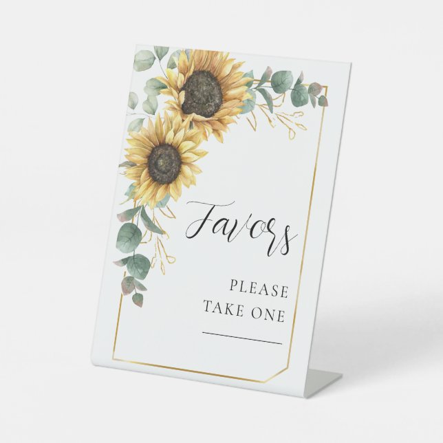 Expositor En L Eucalyptus Floral Sunflower Favorece al Boda (Anverso)
