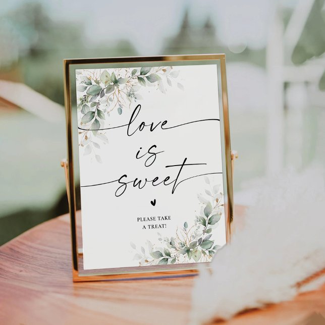 Expositor En L Eucalyptus Gold Bridal Shower Love Is Sweet Rótulo (Subido por el creador)