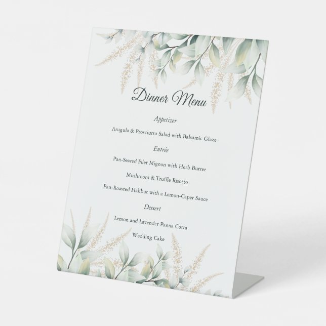 Expositor En L Eucalyptus Gold Greenery Wedding Reception (Anverso)