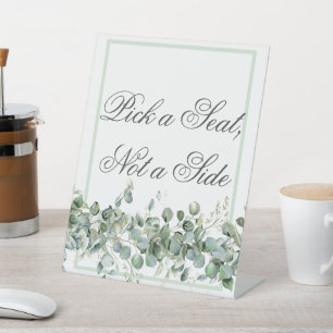 Expositor En L Eucalyptus Greenery Boda escoge un asiento no un c