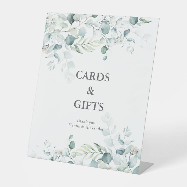 Expositor En L Eucalyptus Greenery Cards and Gifts Sign (Anverso)
