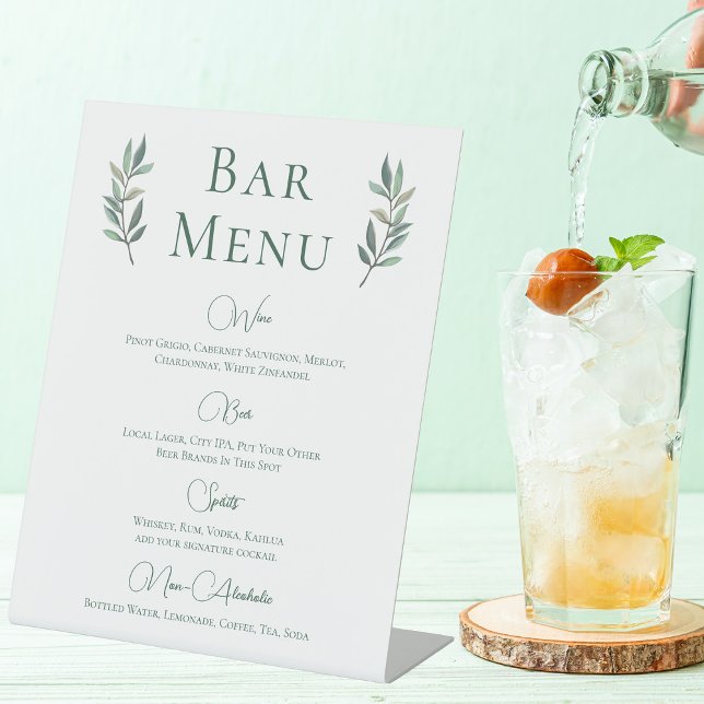 Expositor En L Eucalyptus Leaf Menú simple Boda Botánico Bar (Subido por el creador)