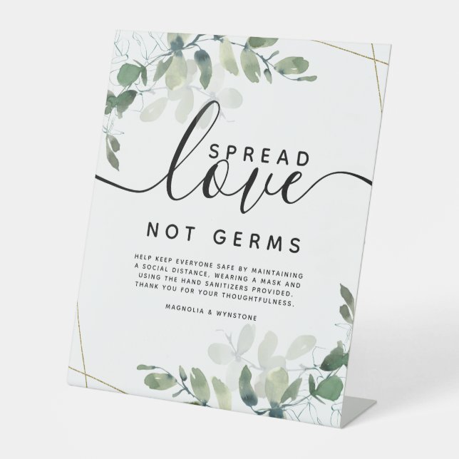 Expositor En L Eucalyptus Spread Love Not Germs Boda Pedestal (Anverso)