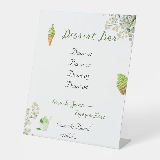 Expositor En L Eucalyptus & White Florals Botanical Wedding (Anverso)