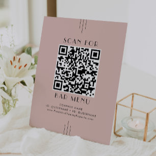 Expositor En L EVERLY Menú de la barra rosa con código QR de arte