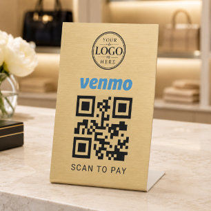 Expositor En L Exhibidor de escritorio de escaneo Venmo dorado pa
