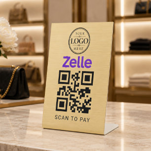 Expositor En L Exhibidor de escritorio de escaneo Zelle dorado pa