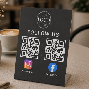 Expositor En L Exhibidor de pedestal de código QR de redes social
