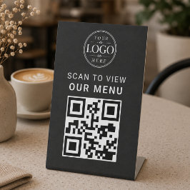 Expositor En L Exhibidor de pedestal de menú con código QR