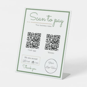 Expositor En L Exploración comercial de código de 2 qr verde sage