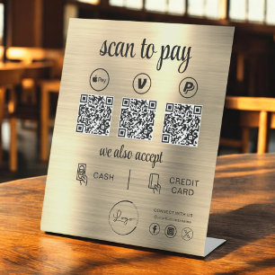 Expositor En L Exploración de pago de código QR Gold para pagar e