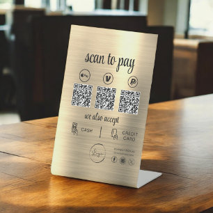 Expositor En L Exploración de pago de código QR Gold para pagar e