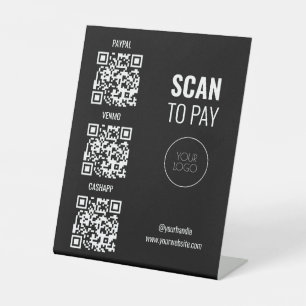 Expositor En L Explorar para pagar 3 códigos QR Logotipo comercia