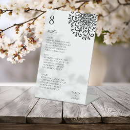 Expositor En L Exquisito menú Boda en blanco y negro