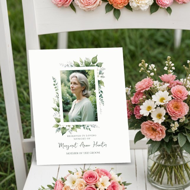 Expositor En L Exuberant Flower & Foliage Frame Wedding Memorial  (Exuberant Flower & Foliage Frame Wedding Memorial Table Photo Pedestal Sign.)