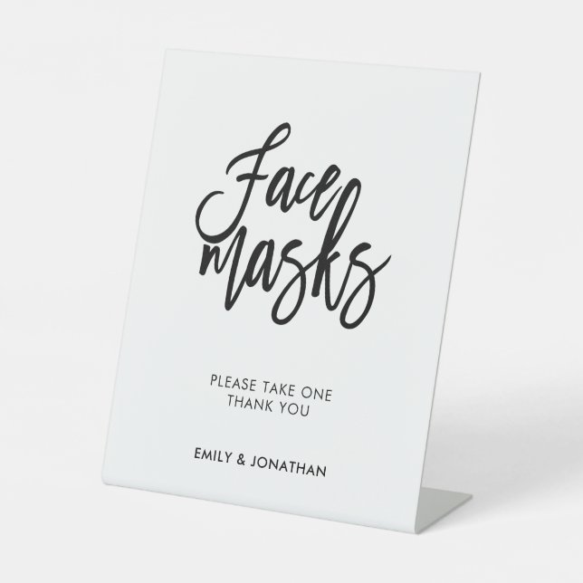 Expositor En L Face Máscara Boda Estilo guión negro (Anverso)