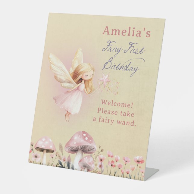 Expositor En L Fairy First Girl's 1st Birthday Party (Anverso)