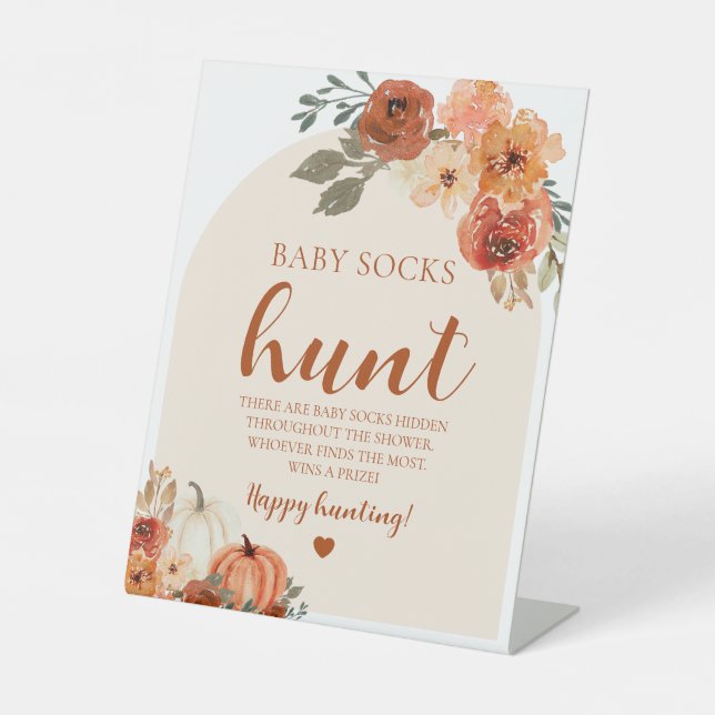 Expositor En L Fall LittlePumpkin Baby Sock Hunt Baby Shower Game (Anverso)