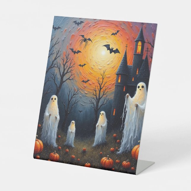 Expositor En L fantasmas de Halloween en parcela de calabazas (Anverso)