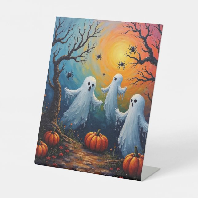 Expositor En L Fantasmas y arañas de Halloween (Anverso)