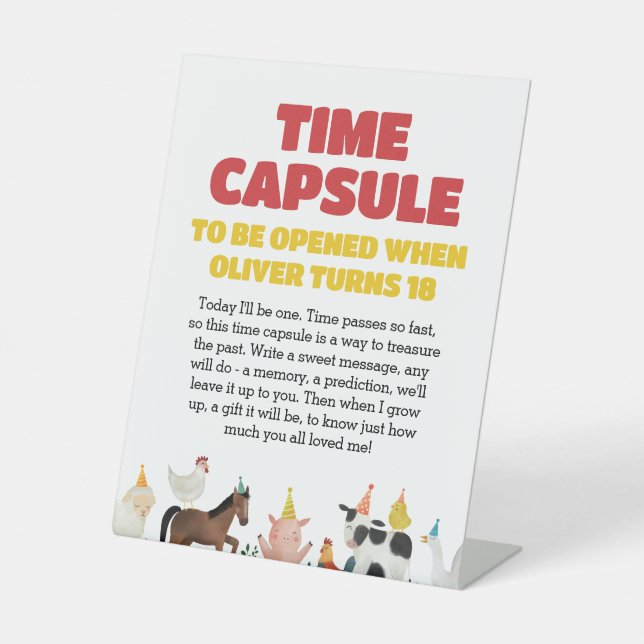 Expositor En L Farm 1st Birthday Time Capsule (Anverso)