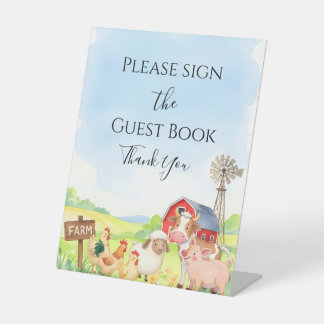 Expositor En L Farm Animals Baby Shower Table Sign