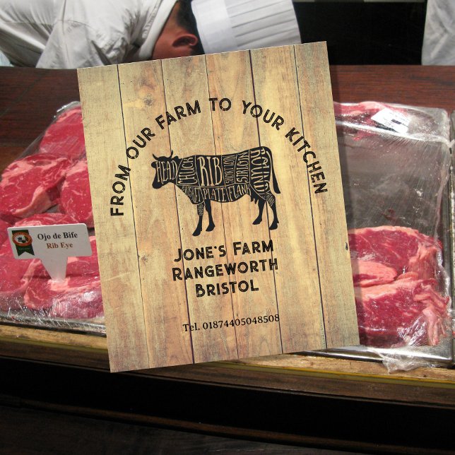 Expositor En L Farm Fresh Beef Sticker | Rustic Cow Logo Label  (Subido por el creador)