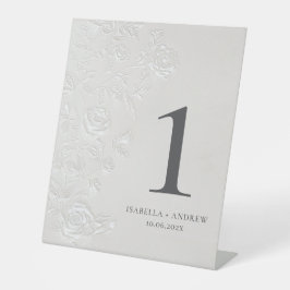 Expositor En L Faux Blind Embossed Wedding Table Number Ivory 
