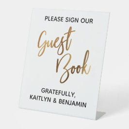 Expositor En L Faux Gold Simple Typography Guest Book